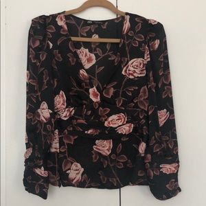 Zara business casual top - rose print